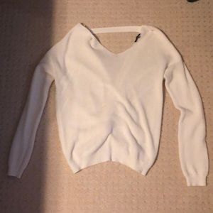 Cream open back knit long sleeve